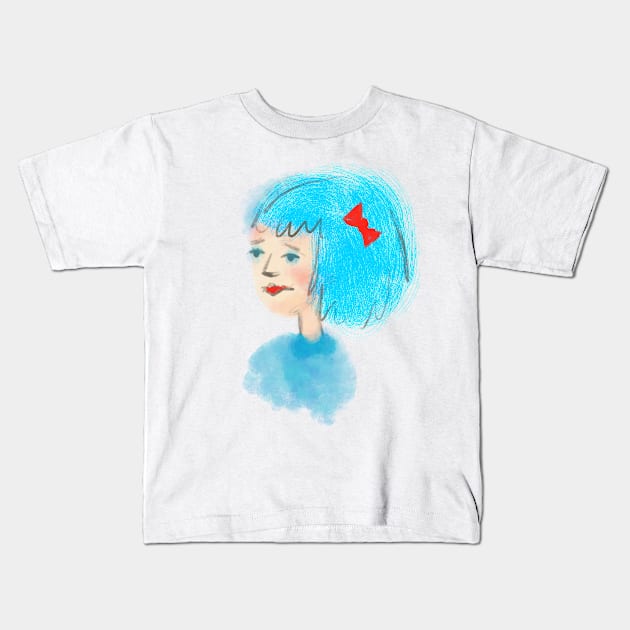 The Girl with the Blue Hair Kids T-Shirt by AntiqueImages